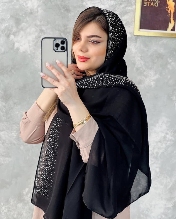 عکس-شال زنانه کرپ مشکی