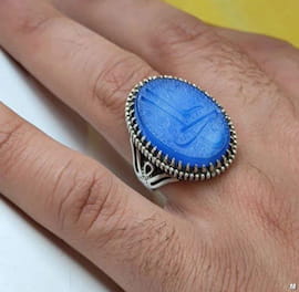 انگشتر مردانه عقیق آبی
