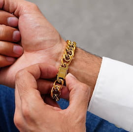 دستبند مردانه استیل طلایی