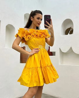 لباس مجلسی دخترانه زرد