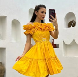لباس مجلسی دخترانه زرد