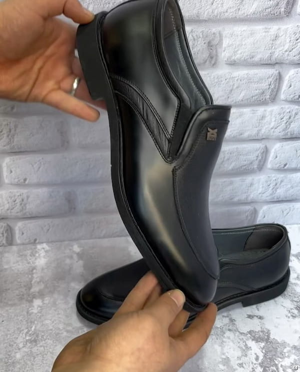 عکس-کفش روزمره مجلسی مردانه چرم طبیعی گاوی مشکی