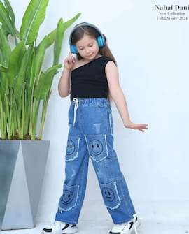 شلوار جین بچگانه کارگو آبی روشن