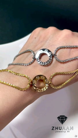 دستبند زنانه استیل طلایی