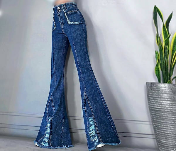 عکس-شلوار جین زنانه دمپا آبی