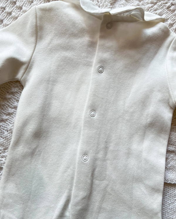 عکس-پیراهن یقه دار نوزادی جین سفید