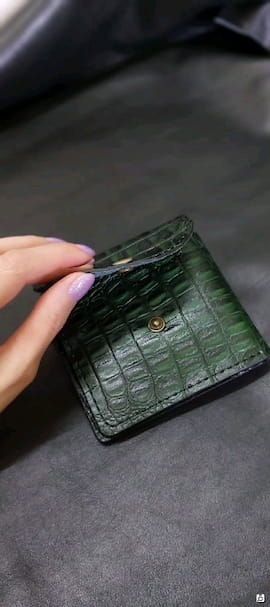 کیف پول زنانه چرم طبیعی سبز