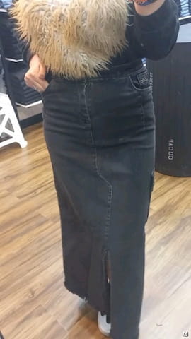 دامن زنانه جین تک رنگ