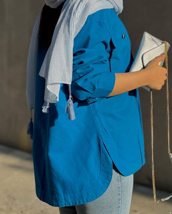 عکس-کیف زنانه کتان آبی روشن