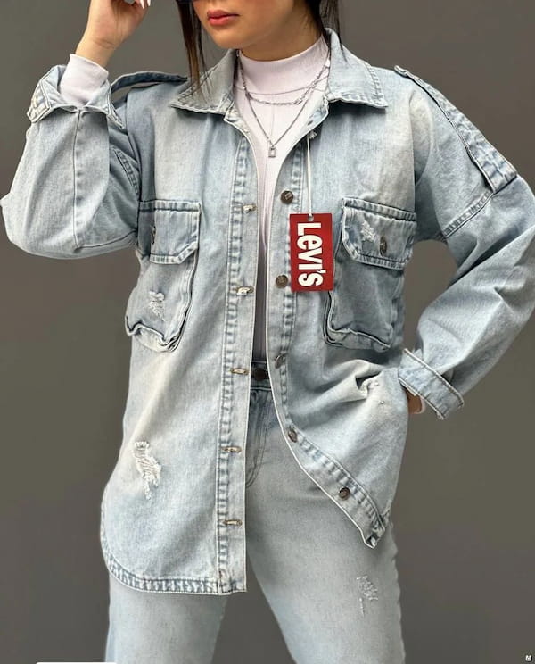 عکس-تیشرت زنانه جین تک رنگ