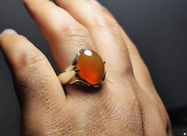 انگشتر زنانه عقیق یمنی پرتقالی