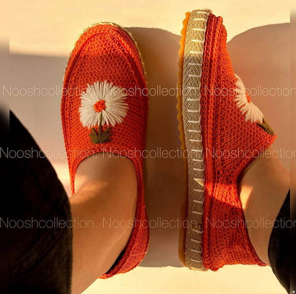عکس-کفش روزمره زنانه بافت نارنجی