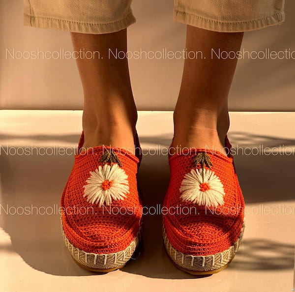عکس-کفش روزمره زنانه بافت نارنجی