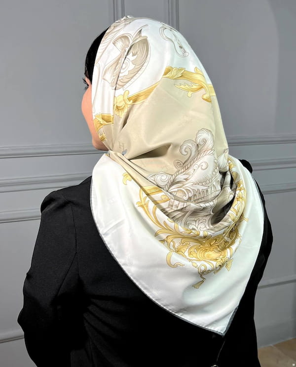 عکس-روسری بهاره ژاکارد زنانه هرمس سفید