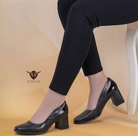 کفش کفش پاشنه دار مجلسی زنانه چرم طبیعی