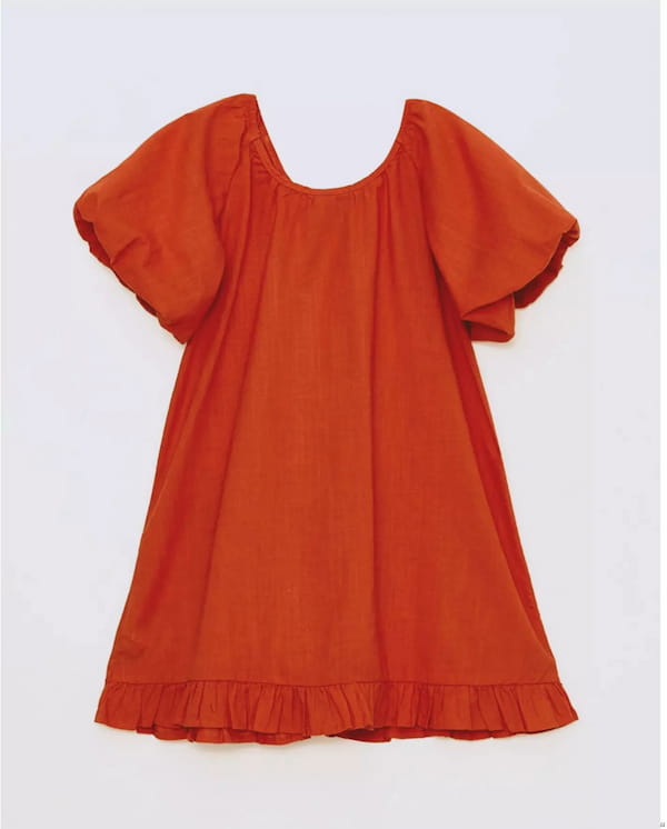 عکس-پیراهن دخترانه کتان نارنجی