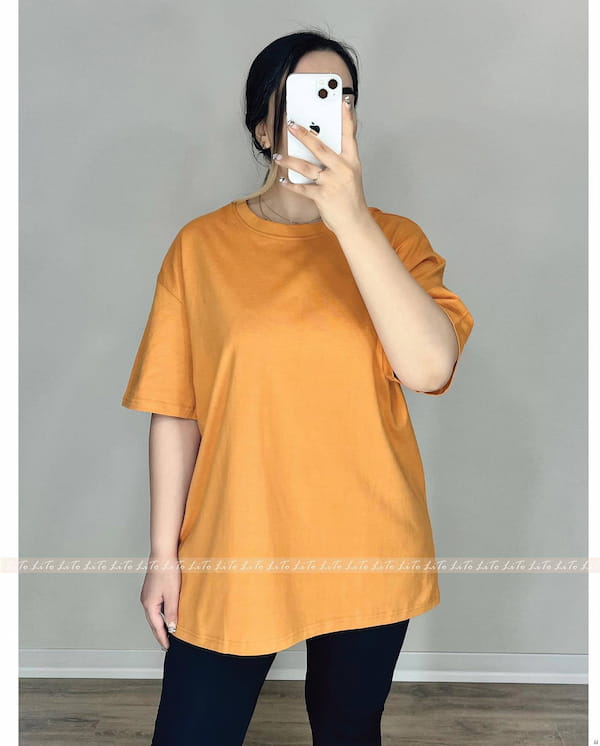 عکس-تیشرت زنانه نخ پنبه پرتقالی