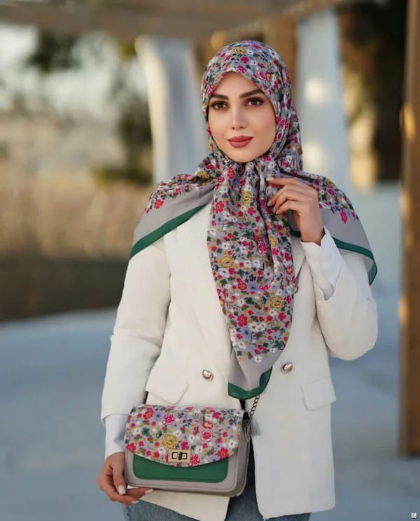 عکس-روسری پاییزه زنانه کشمیر تک رنگ