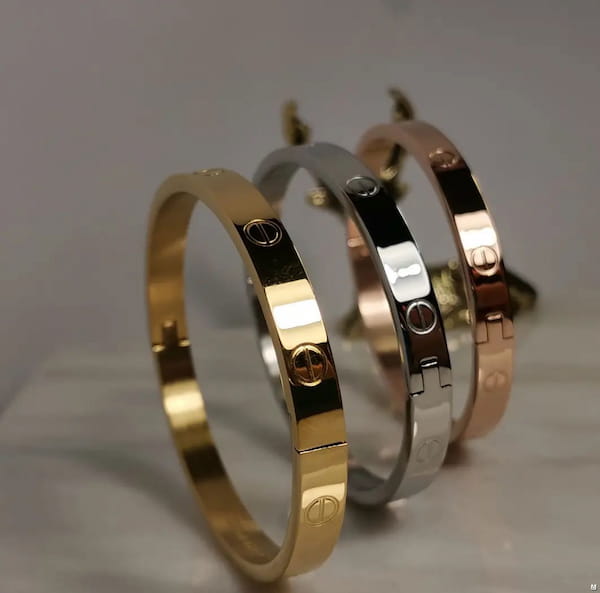 عکس-دستبند دخترانه استیل طلایی