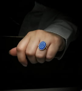 انگشتر زنانه نقره آبی کاربنی