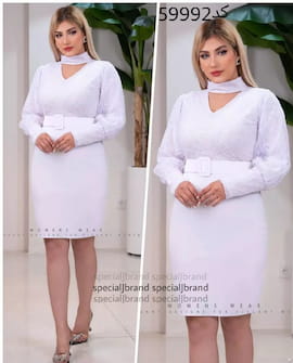 لباس مجلسی زنانه مخمل سفید