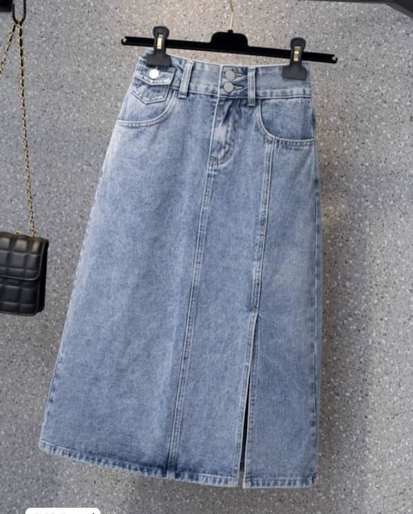 عکس-دامن زنانه جین تک رنگ