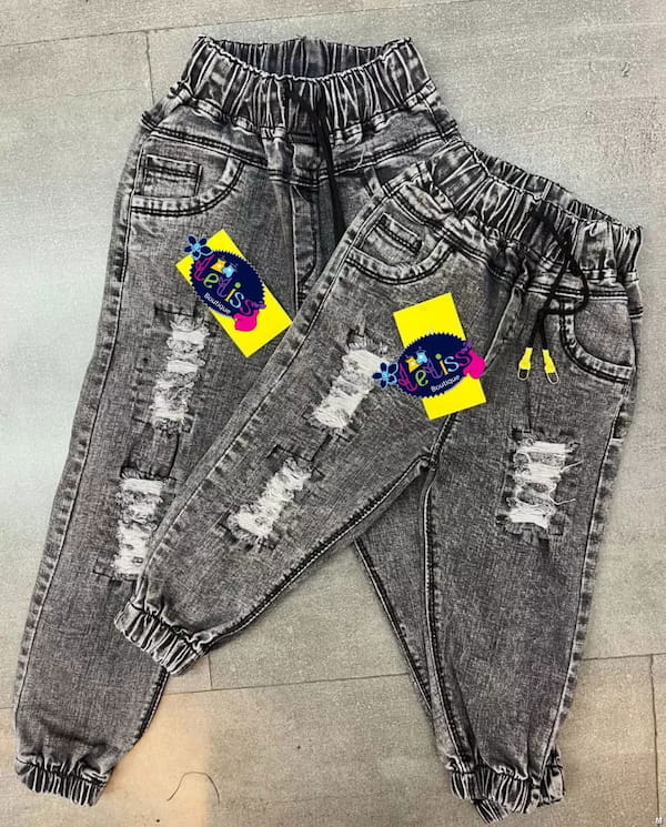 عکس-شلوار جین بچگانه دمپاکش تک رنگ