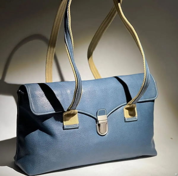 عکس-کیف زنانه چرم آبی