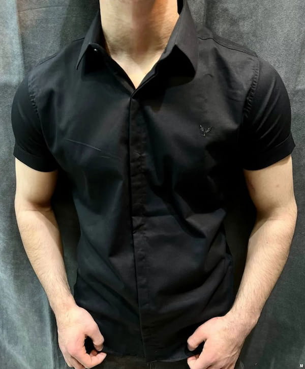عکس-پیراهن آستین کوتاه مردانه پنبه تک رنگ