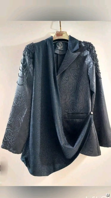 عکس-کت استردار ژاکارد زنانه شنل مشکی