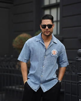 پیراهن مردانه جین زغالی