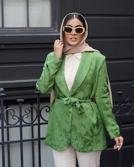 کت استردار زنانه ساتن سبز