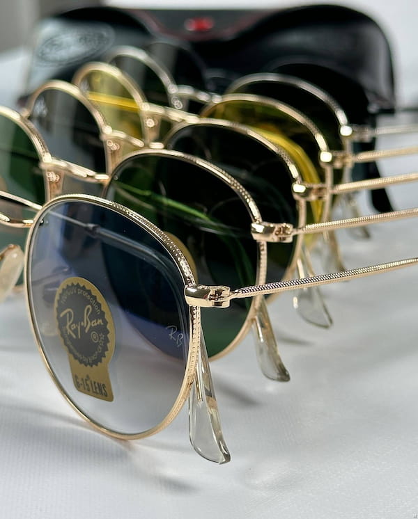 عکس-عینک زنانه دودی ریبن طلایی