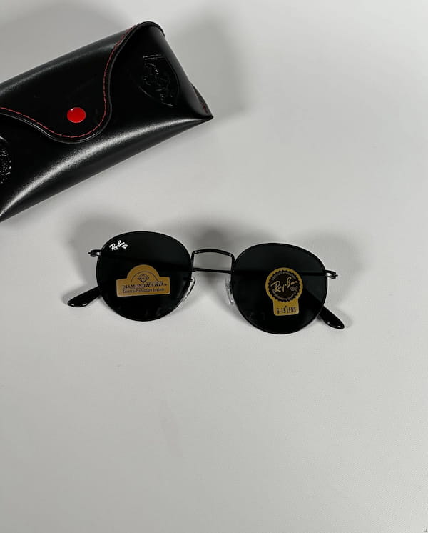 عکس-عینک زنانه دودی ریبن طلایی