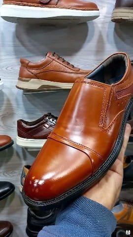 کفش روزمره مجلسی مردانه چرم طبیعی عسلی