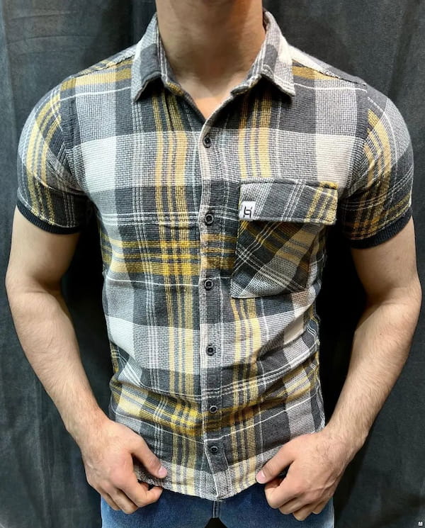 عکس-پیراهن چهارخونه مردانه کنف