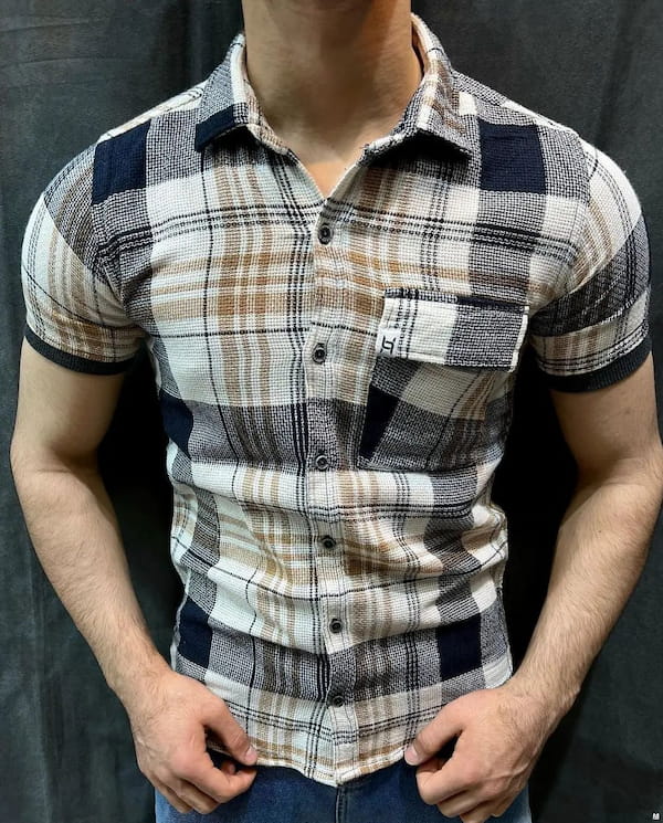 عکس-پیراهن چهارخونه مردانه کنف