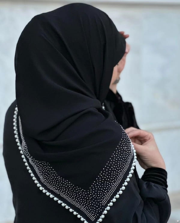 عکس-روسری زنانه کرپ حریر مشکی