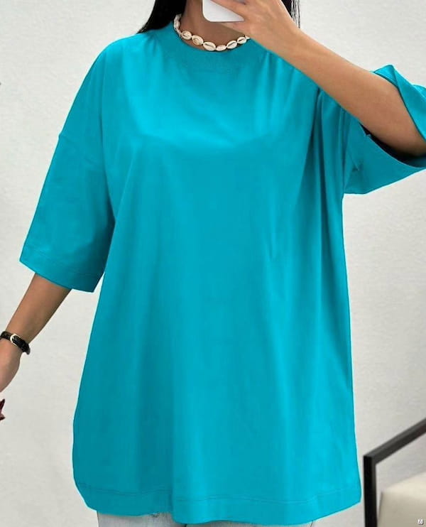عکس-تیشرت زنانه نخ پنبه تک رنگ
