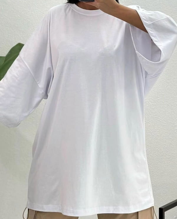عکس-تیشرت زنانه نخ پنبه تک رنگ