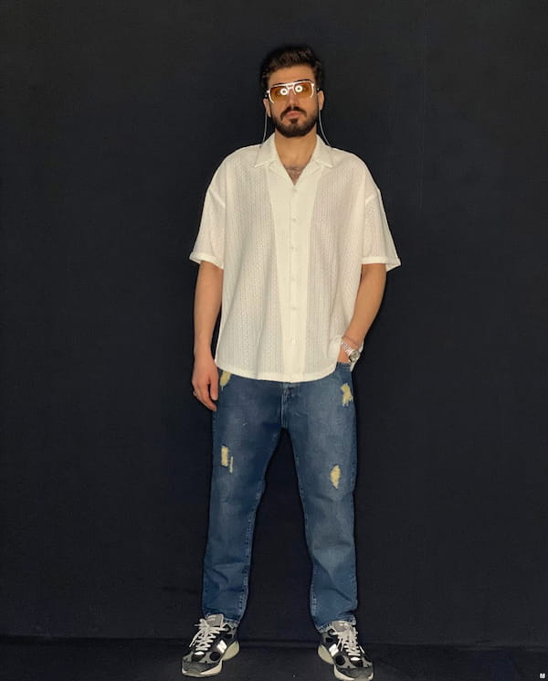 عکس-پیراهن مردانه جین سفید