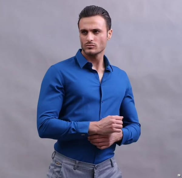 عکس-پیراهن اسلیم مردانه پنبه