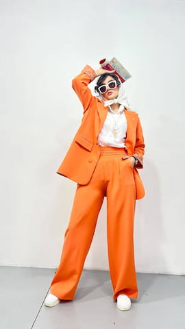 کت پلنگی زنانه کرپ نارنجی