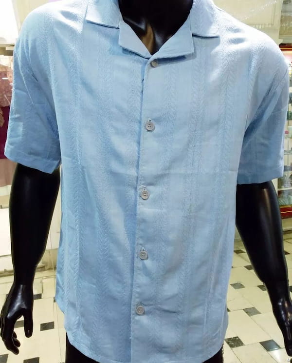 عکس-پیراهن آستین کوتاه مردانه کنف تک رنگ