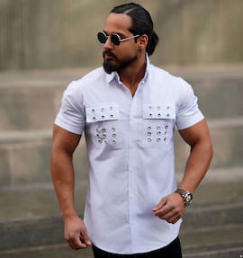 پیراهن آستین کوتاه مردانه پوپلین