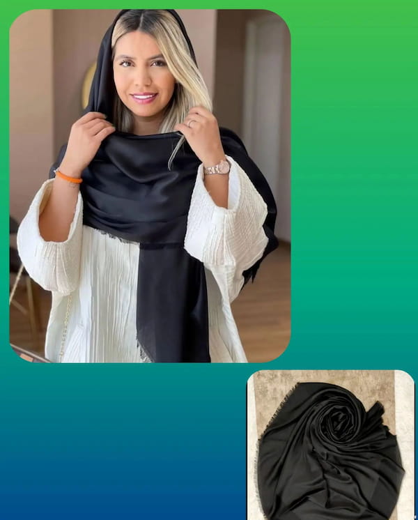 عکس-روسری زنانه ابریشم مشکی
