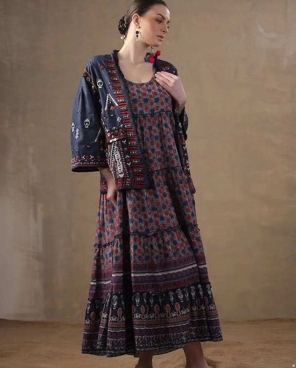 عکس-پیراهن گلدوزی زنانه پنبه تک رنگ