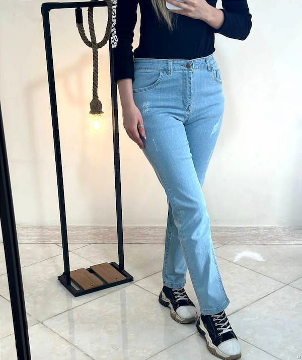 عکس-شلوار جین زنانه آبی روشن