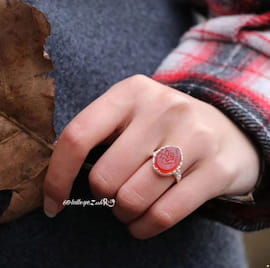 انگشتر زنانه نقره قرمز