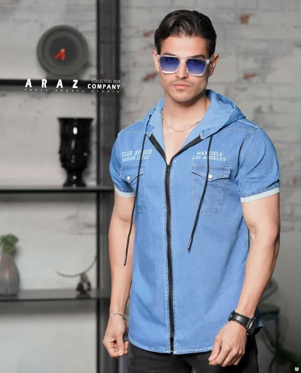 عکس-پیراهن مردانه جین آبی